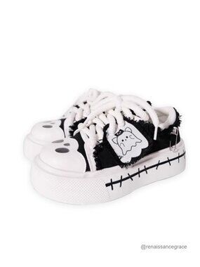 Y2K Goth Platform Canvas Sneakers - Retro Chunky Sole Punk Shoes